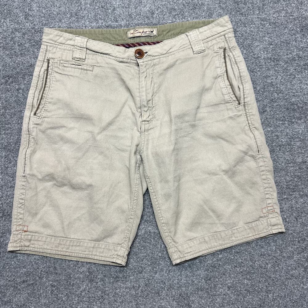 Zenfari Shorts Mens 31 Beige Chino Cotton Canvas 11 Inch Inseam Casual Summer